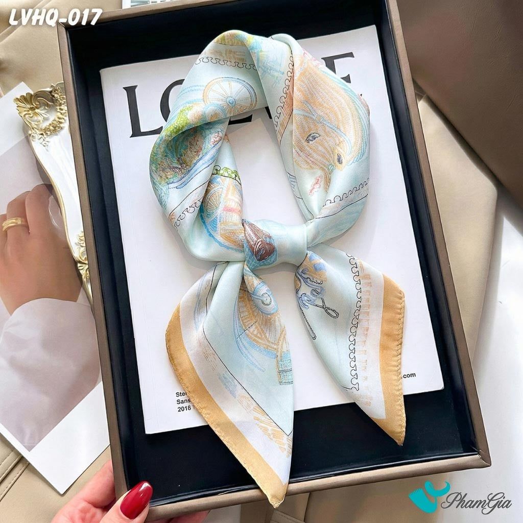 Khăn Lụa Vuông 70*70Cm Phong Cách Hàn Quốc Họa Tiết Nghệ Thuật (LVHQ017)