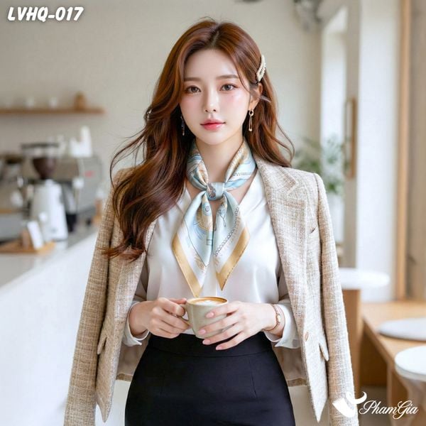 Khăn Lụa Vuông 70*70Cm Phong Cách Hàn Quốc Họa Tiết Nghệ Thuật (LVHQ017)