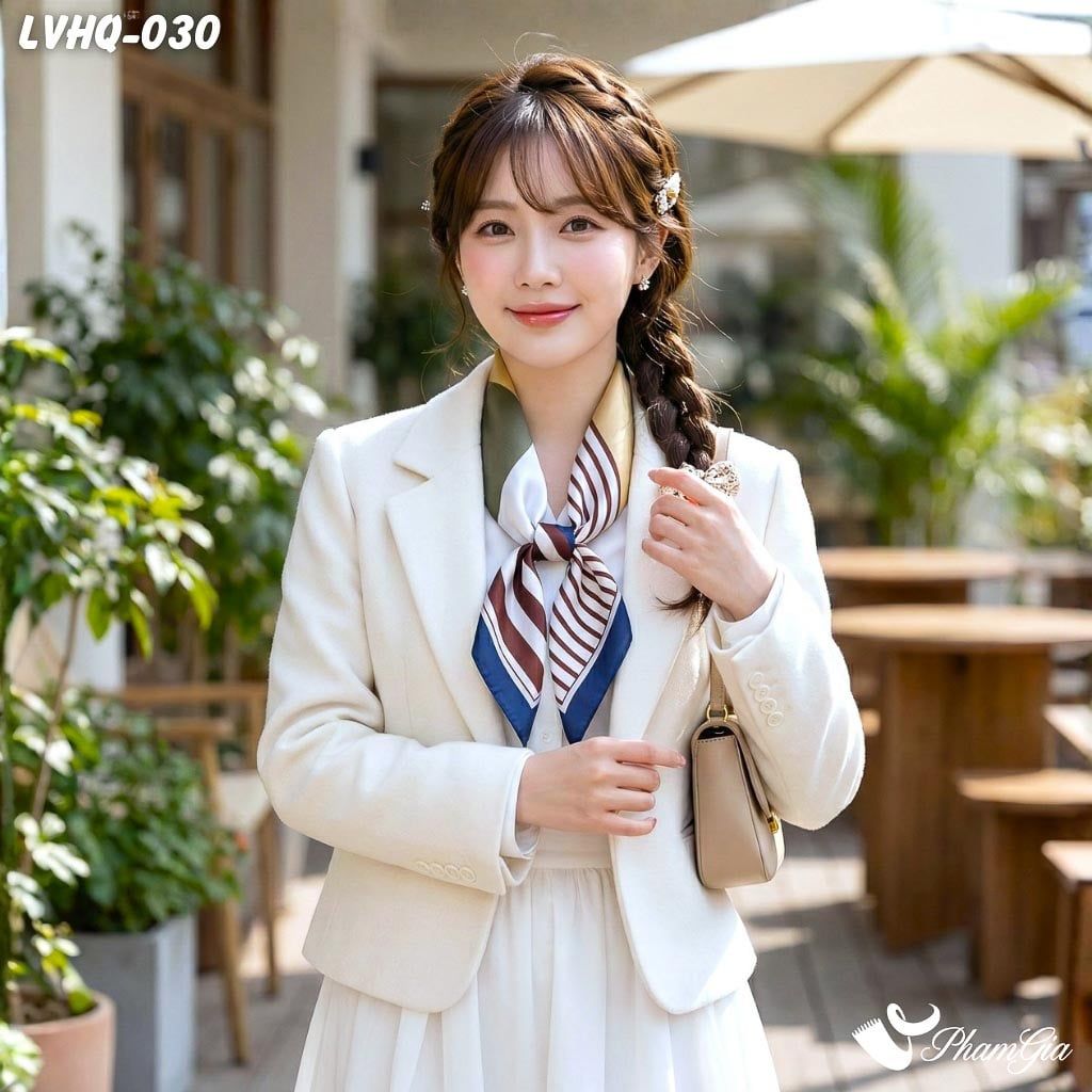 Khăn Lụa Vuông 70*70Cm Phong Cách Hàn Quốc Họa Tiết Phối Màu Hiện Đại (LVHQ030)