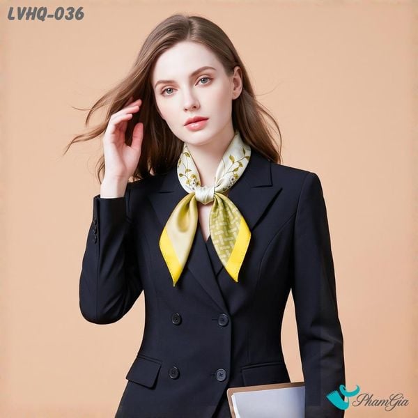 Khăn Lụa Vuông Harmony Quiet 70*70cm Họa Tiết Hoa Dây Leo Màu Vàng Chanh (LVHQ036)