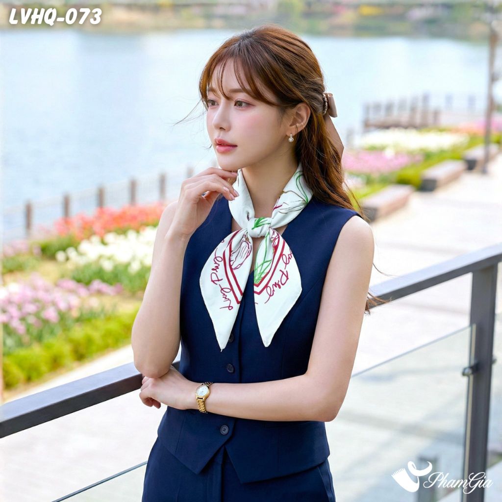 Khăn Lụa Vuông 70*70Cm Phong Cách Hàn Quốc Họa Tiết Hoa Tulip (LVHQ073)