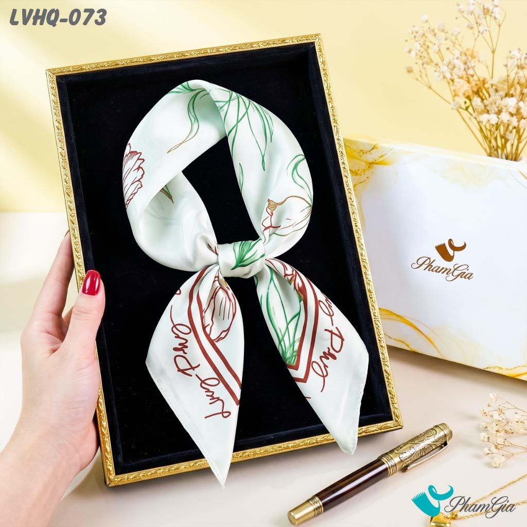 Khăn Lụa Vuông 70*70Cm Phong Cách Hàn Quốc Họa Tiết Hoa Tulip (LVHQ073)