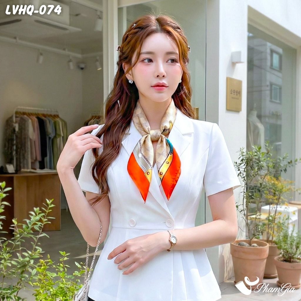 Khăn Lụa Vuông 70*70Cm Phong Cách Hàn Quốc Họa Tiết Caro Retro (LVHQ074)