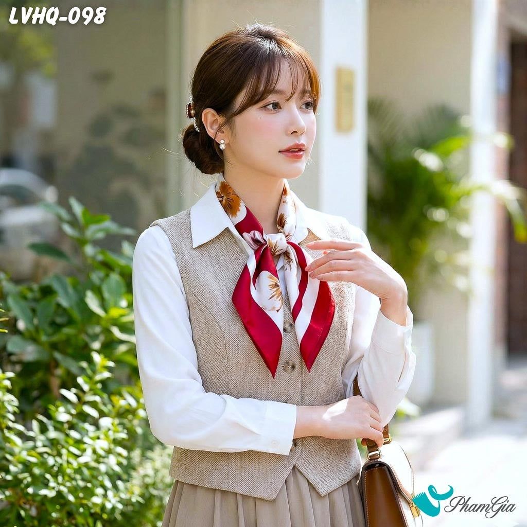 Khăn Lụa Vuông 70*70Cm Phong Cách Hàn Quốc Họa Tiết Hoa Mai Màu Đỏ (LVHQ098)