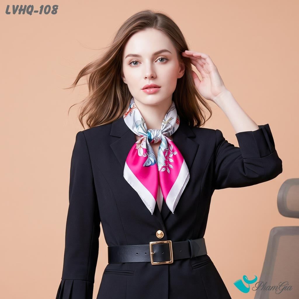 Khăn Lụa Vuông 70*70Cm Phong Cách Hàn Quốc Họa Tiết Tropical Trẻ Trung (LVHQ108)