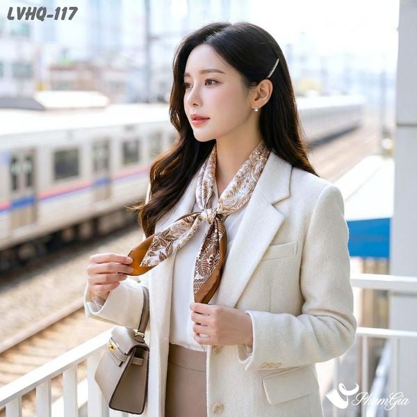 Khăn Lụa Vuông 70*70Cm Phong Cách Hàn Quốc Họa Tiết Hoa Hồng Cổ Điển (LVHQ117)