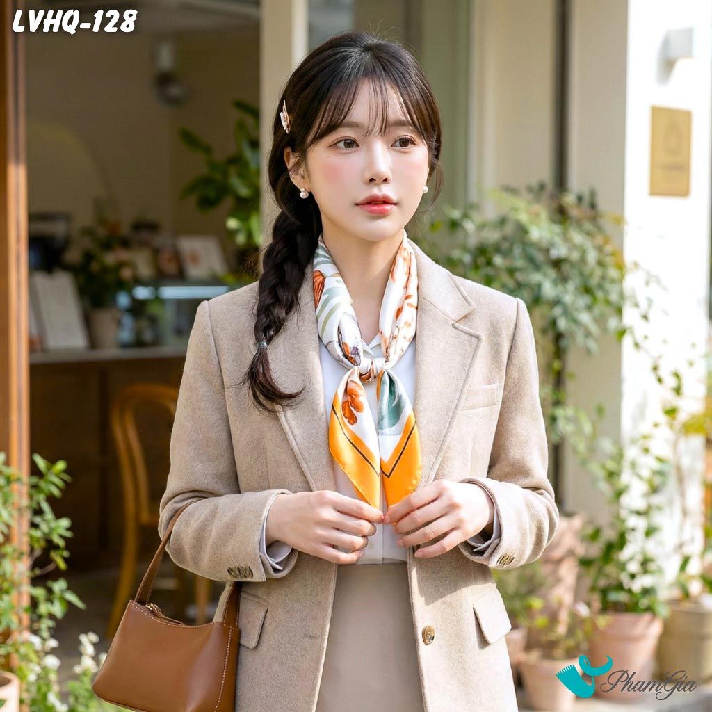 Khăn Lụa Vuông 70*70Cm Phong Cách Hàn Quốc Họa Tiết Vườn Hoa Sắc Màu (LVHQ128)