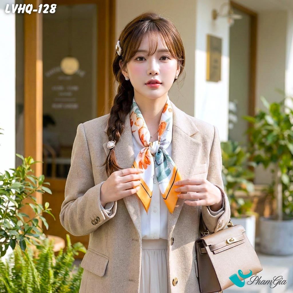 Khăn Lụa Vuông 70*70Cm Phong Cách Hàn Quốc Họa Tiết Vườn Hoa Sắc Màu (LVHQ128)