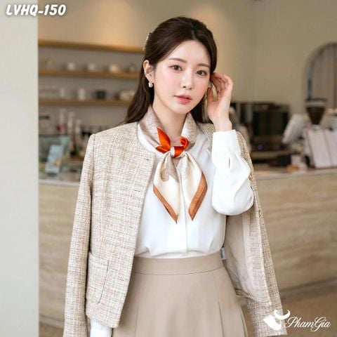 Khăn Lụa Vuông 70*70Cm Phong Cách Hàn Quốc Họa Tiết Hoa Hồng Cách Điệu Màu Cam (LVHQ150)
