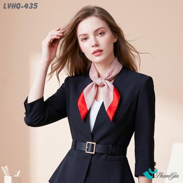 Khăn Lụa Vuông Harmony Quiet 70*70cm Họa Tiết Kẻ Sọc Màu Đỏ (LVHQ435)