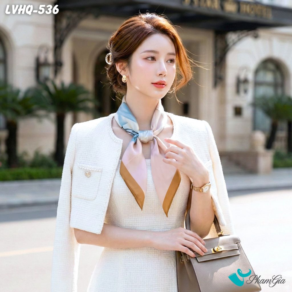 Khăn Lụa Vuông 70*70cm Phong Cách Hàn Quốc Họa Tiết Rẻ Quạt Màu Hồng Xanh - Hồng (LVHQ536)