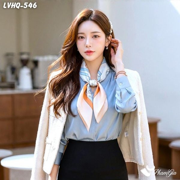 Khăn Lụa Vuông 70*70cm Phong Cách Hàn Quốc Họa Tiết Ngựa Retro Màu Hồng Đào (LVHQ546)