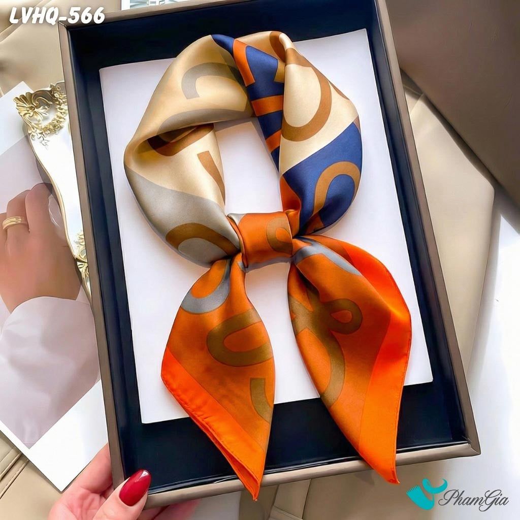 Khăn Lụa Vuông 70*70cm Phong Cách Hàn Quốc Họa Tiết Ô Vuông Nghệ Thuật (LVHQ566)