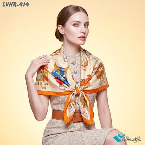 Khăn Lụa Vuông Hera 90*90Cm 2 Mặt Cao Cấp Hoạ Tiết Yên Cương Nghệ Thuật Phối Nhiều Màu Hiện Đại (LVHR414)