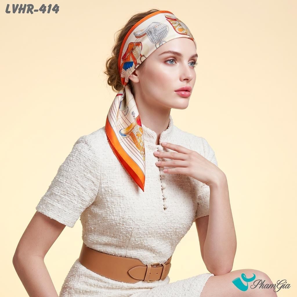 Khăn Lụa Vuông Hera 90*90Cm 2 Mặt Cao Cấp Hoạ Tiết Yên Cương Nghệ Thuật Phối Nhiều Màu Hiện Đại (LVHR414)
