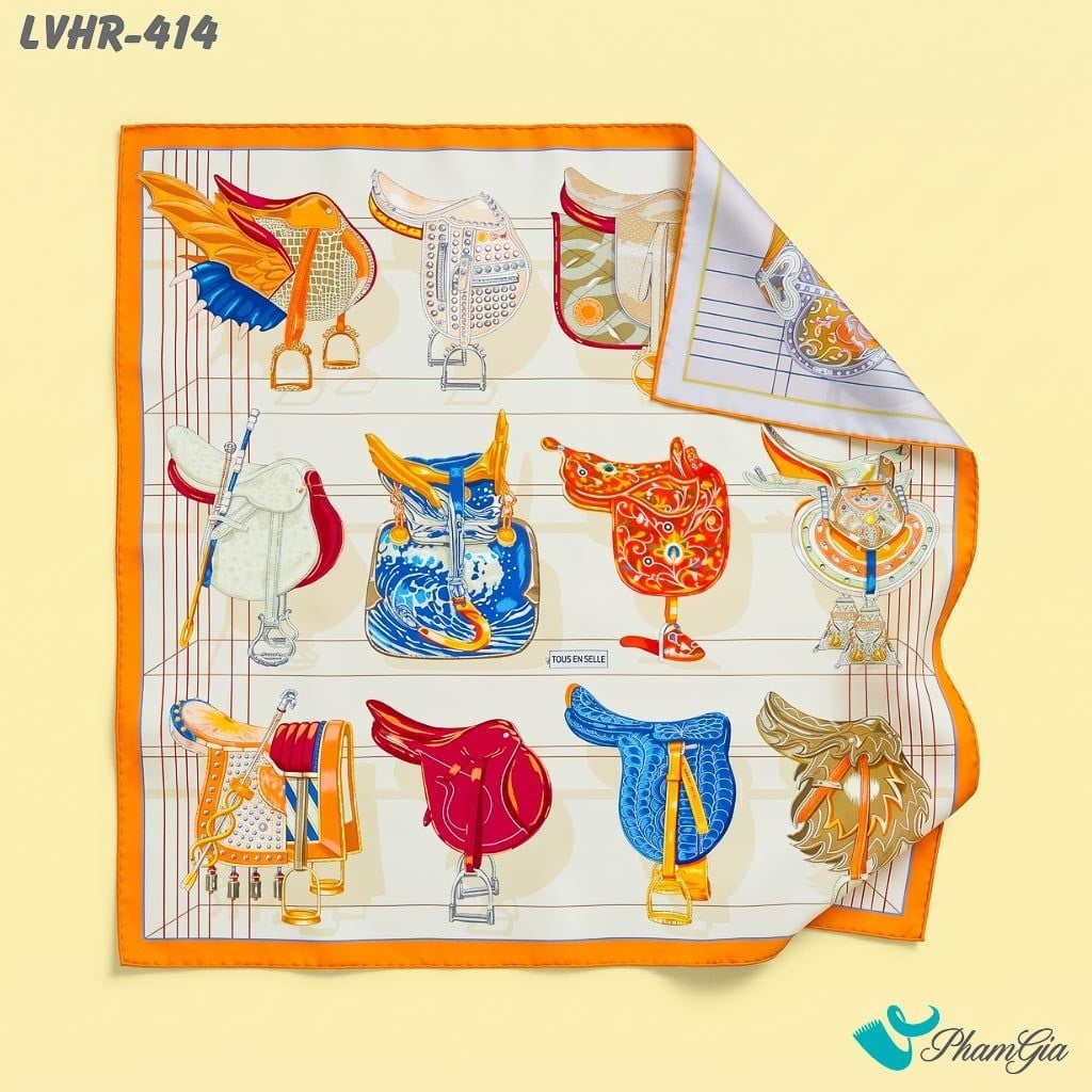 Khăn Lụa Vuông Hera 90*90Cm 2 Mặt Cao Cấp Hoạ Tiết Yên Cương Nghệ Thuật Phối Nhiều Màu Hiện Đại (LVHR414)
