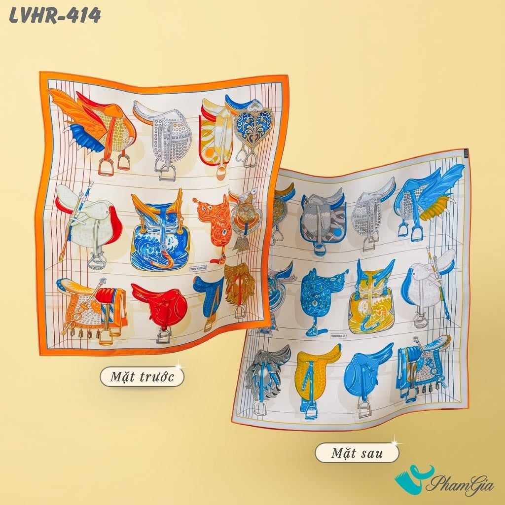 Khăn Lụa Vuông Hera 90*90Cm 2 Mặt Cao Cấp Hoạ Tiết Yên Cương Nghệ Thuật Phối Nhiều Màu Hiện Đại (LVHR414)