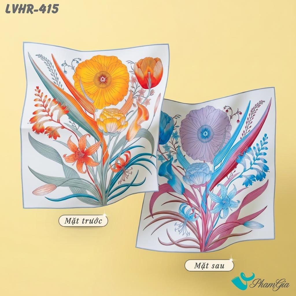 Khăn Lụa Vuông Hera 90*90Cm 2 Mặt Cao Cấp Hoạ Tiết Bó Hoa Nhiệt Đới Phối Nhiều Màu Thanh Lịch (LVHR415)