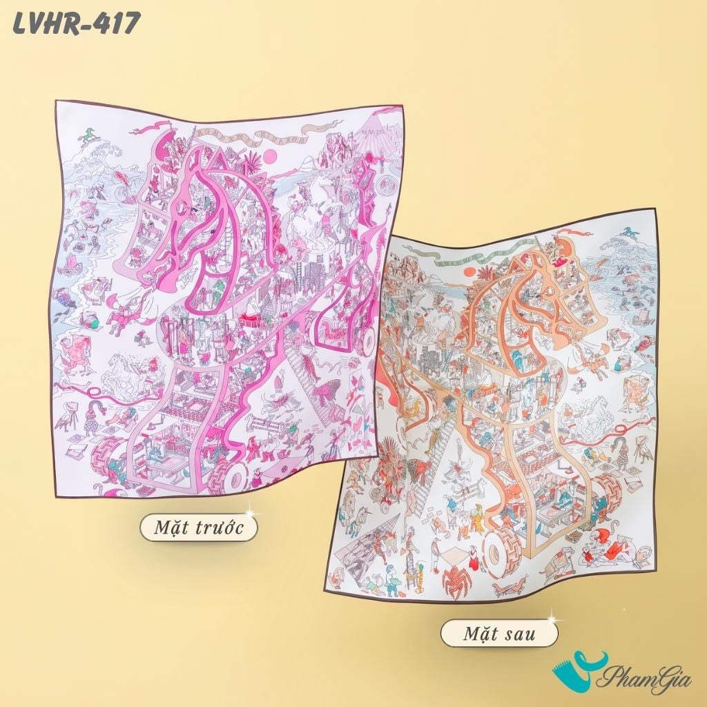 Khăn Lụa Vuông Hera 90*90Cm 2 Mặt Cao Cấp Hoạ Tiết Thế Giới Muông Thú Phối Nền Màu Tím Ấn Tượng (LVHR417)