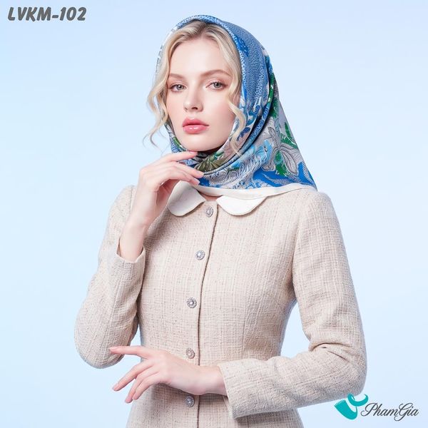Khăn Lụa Vuông Karma 90*90Cm Cao Cấp Họa Tiết Hoa Lá Phong Cách Botanical (LVKM102)