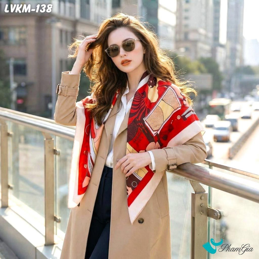 Khăn Lụa Vuông 90*90Cm Họa Tiết Retro Phối Nhiều Màu Cá Tính (LVKM138)