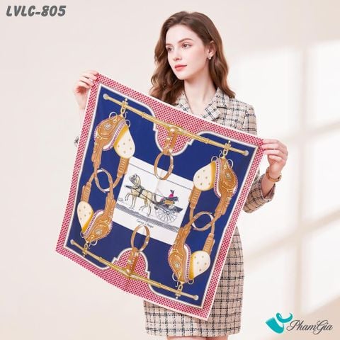 Khăn Lụa Vuông Lucy 55*55Cm 2 Mặt Cao Cấp Hoạ Tiết Yên Ngựa Cá Tính (LVLC805)