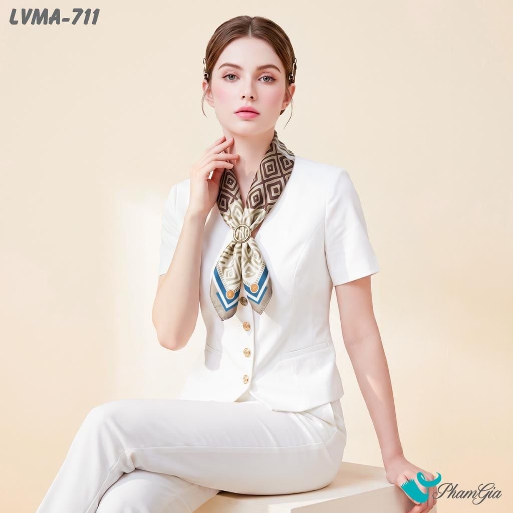 Khăn Lụa Vuông Mia 70*70Cm Họa Tiết Nautical Geometric Màu Nâu Tây (LVMA711)