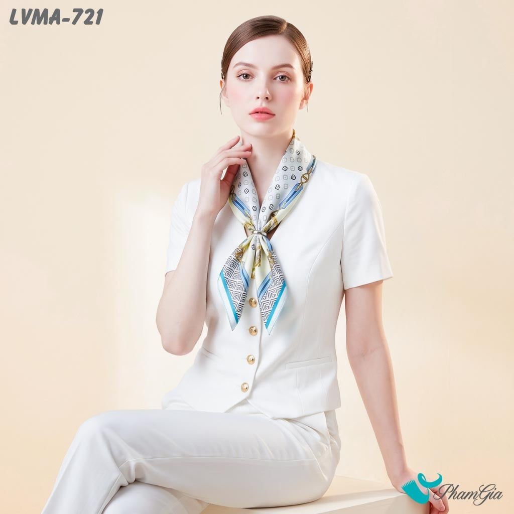 Khăn Lụa Vuông Mia 70*70Cm Họa Tiết Monogram Phối Dây Màu Xanh Tiffany (LVMA721)