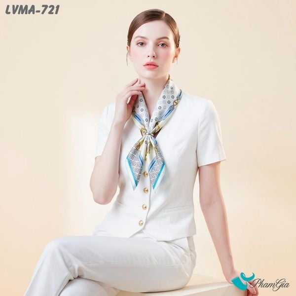 Khăn Lụa Vuông Mia 70*70Cm Họa Tiết Monogram Phối Dây Màu Xanh Tiffany (LVMA721)