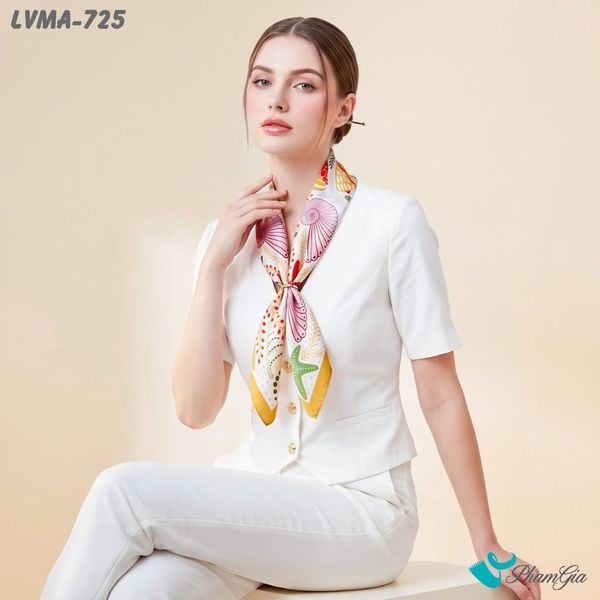 Khăn Lụa Vuông Mia 70*70Cm Họa Tiết Sinh Vật Biển Màu Vàng Sáng (LVMA725)