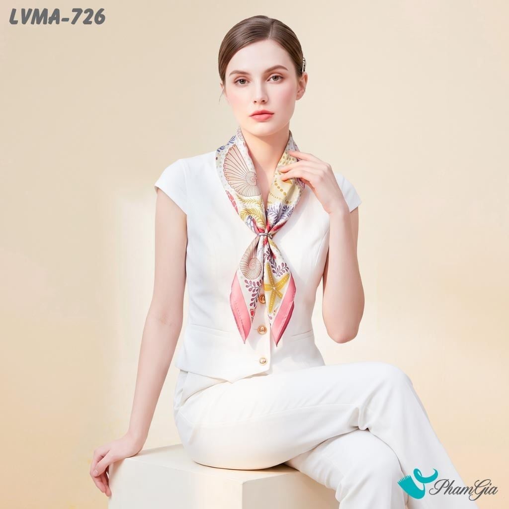 Khăn Lụa Vuông Mia 70*70Cm Họa Tiết Sinh Vật Biển Màu Hồng Baby (LVMA726)
