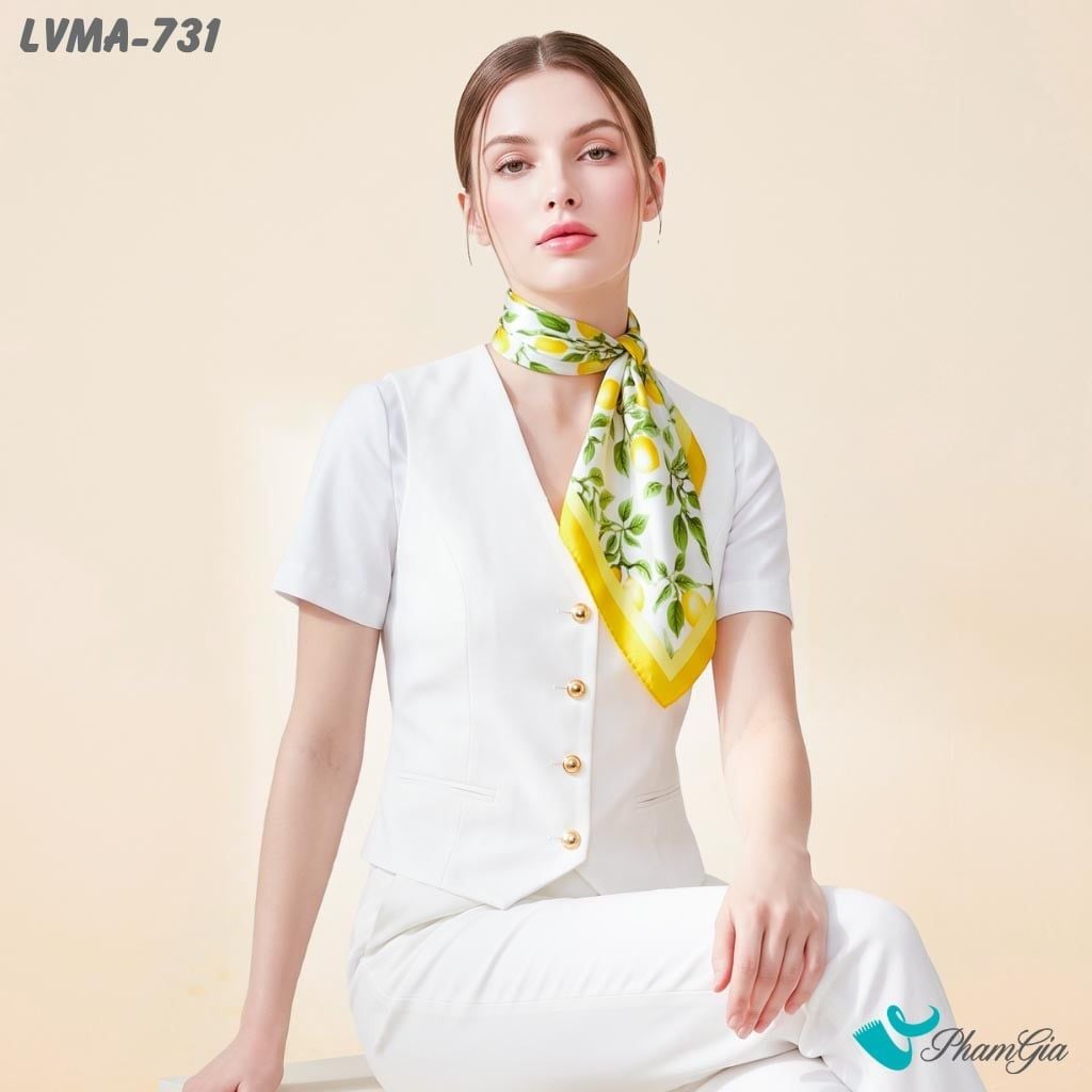 Khăn Lụa Vuông Mia 70*70Cm Họa Tiết Lemon Màu Trắng Vàng (LVMA731)
