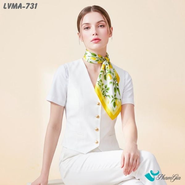 Khăn Lụa Vuông Mia 70*70Cm Họa Tiết Lemon Màu Trắng Vàng (LVMA731)
