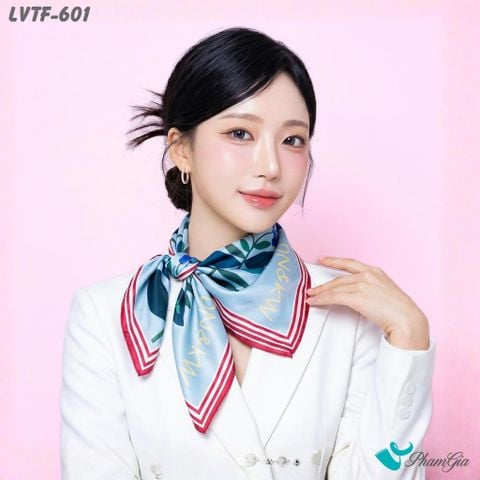 Khăn Lụa Vuông Tiffany 70*70Cm Họa Tiết Phong Lan Màu Xanh Blue (LVTF601)