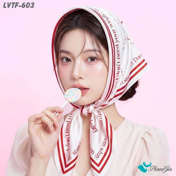 Khăn Lụa Vuông Tiffany 70*70Cm Họa Tiết Nơ Vẽ Tay Phong Cách Y2K Màu Hồng (LVTF603)
