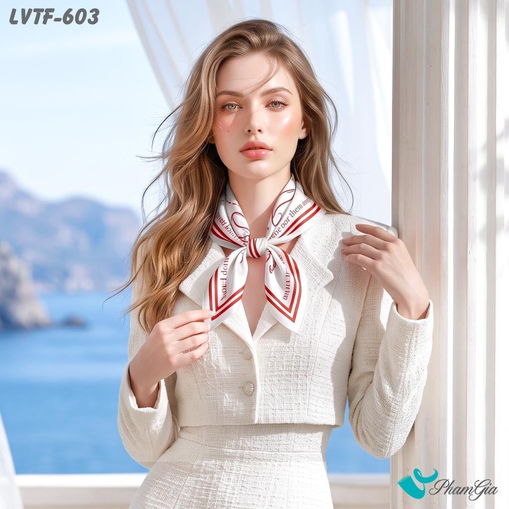 Khăn Lụa Vuông Tiffany 70*70Cm Họa Tiết Nơ Vẽ Tay Phong Cách Y2K Màu Hồng (LVTF603)