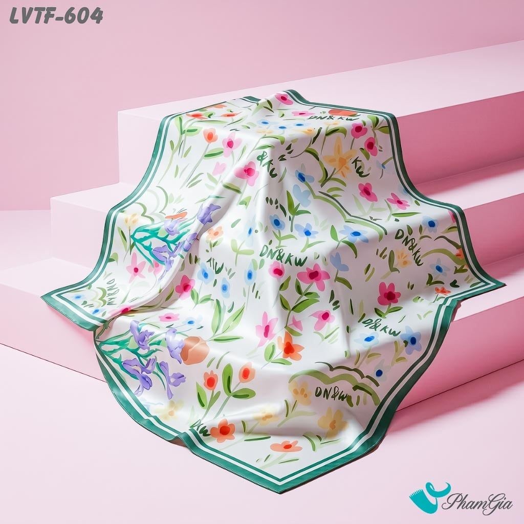 Khăn Lụa Vuông Tiffany 70*70Cm Họa Tiết Hoa Nhí Phối Nhiều Màu (LVTF604)