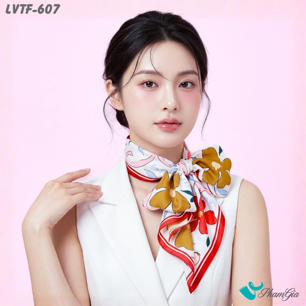 Khăn Lụa Vuông Tiffany 70*70Cm Họa Tiết Hoa Vẽ Tay Phong Cách Retro Phối Nhiều Màu (LVTF607)