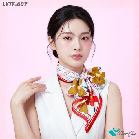 Khăn Lụa Vuông Tiffany 70*70Cm Họa Tiết Hoa Vẽ Tay Phong Cách Retro Phối Nhiều Màu (LVTF607)