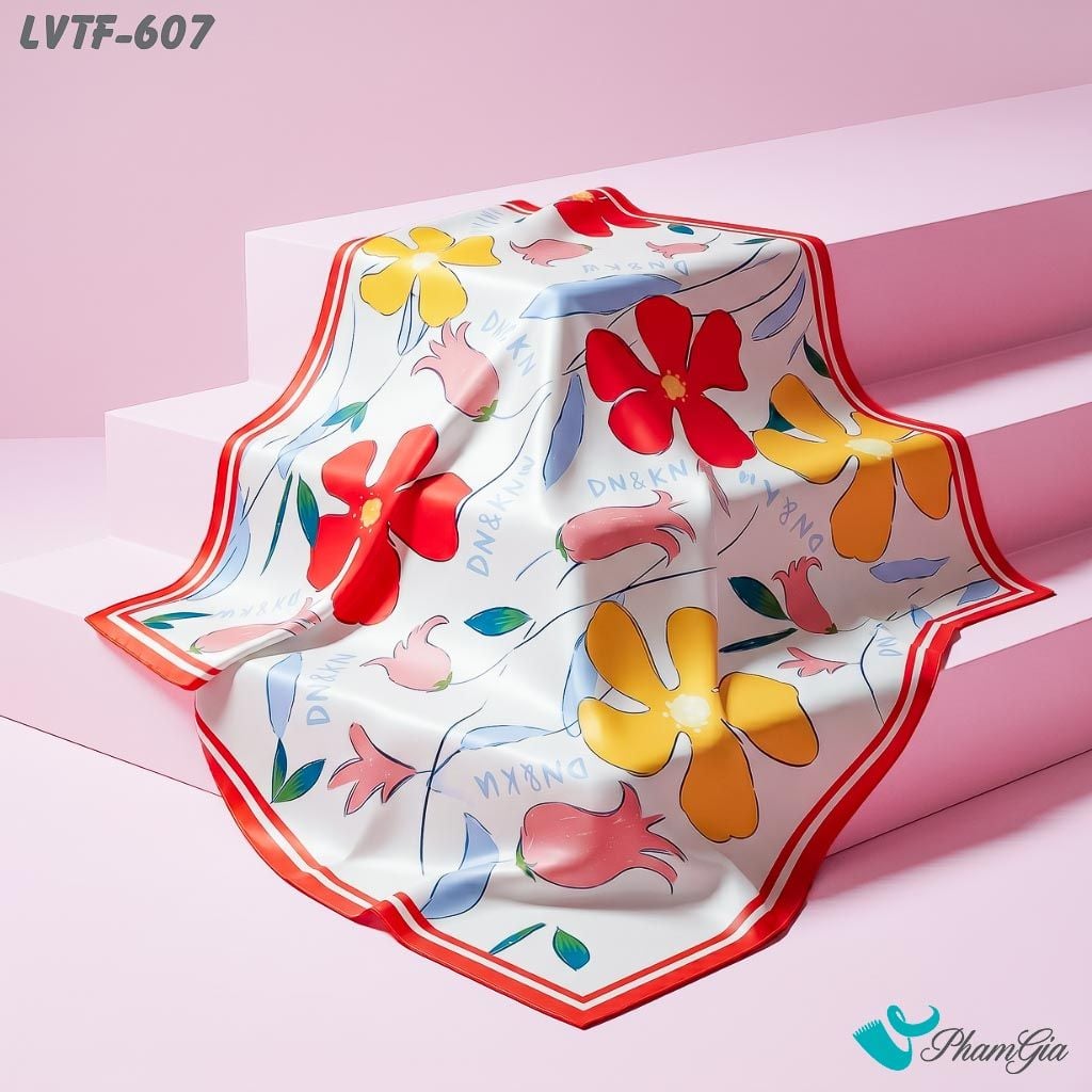 Khăn Lụa Vuông Tiffany 70*70Cm Họa Tiết Hoa Vẽ Tay Phong Cách Retro Phối Nhiều Màu (LVTF607)