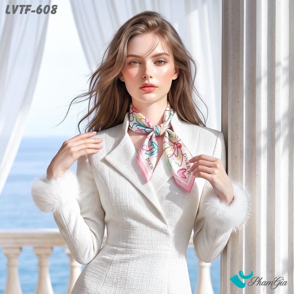 Khăn Lụa Vuông Tiffany 70*70Cm Họa Tiết Vẽ Tay Phong Cách Y2K Phối Nhiều Màu (LVTF608)