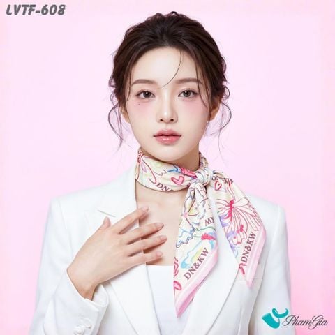 Khăn Lụa Vuông Tiffany 70*70Cm Họa Tiết Vẽ Tay Phong Cách Y2K Phối Nhiều Màu (LVTF608)