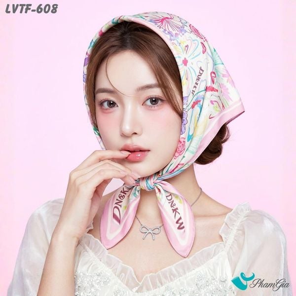 Khăn Lụa Vuông Tiffany 70*70Cm Họa Tiết Vẽ Tay Phong Cách Y2K Phối Nhiều Màu (LVTF608)