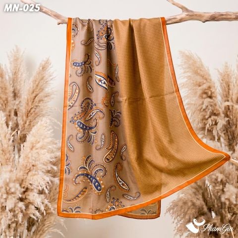 Khăn Choàng Mộc Nhiên Họa Tiết Paisley Cách Điệu Phối Màu Nâu Cổ Điển (MN025)