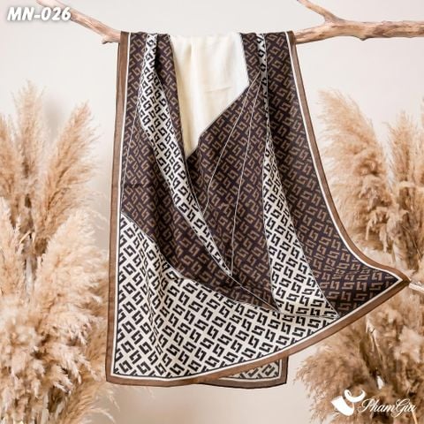 Khăn Choàng Mộc Nhiên Họa Tiết Retro Phối Màu Nâu - Đen Thời Thượng (MN026)