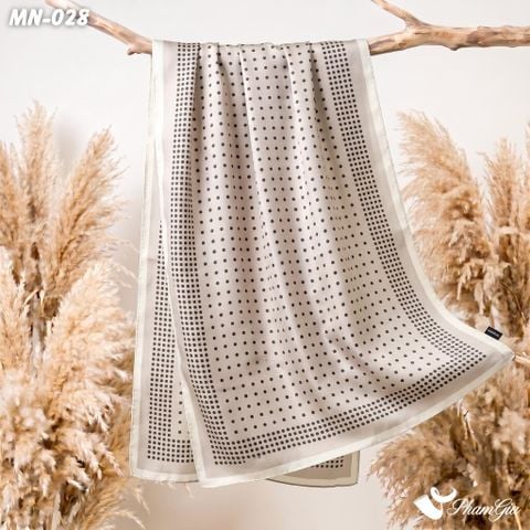 Khăn Choàng Mộc Nhiên Họa Tiết Chấm Bi Màu Beige Thanh Lịch (MN028)