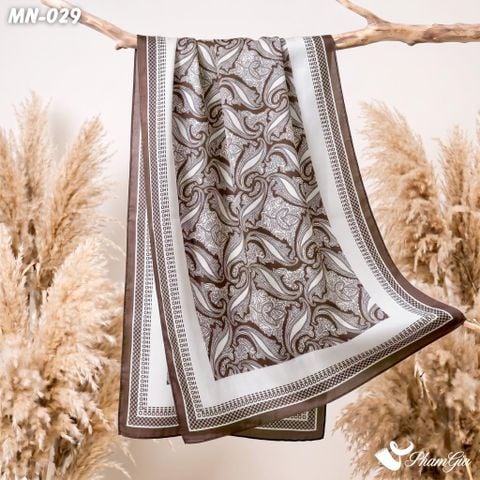 Khăn Choàng Mộc Nhiên Họa Tiết Paisley Màu Nâu Socola Cổ Điển (MN029)