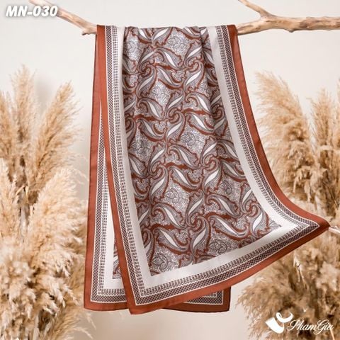 Khăn Choàng Mộc Nhiên Họa Tiết Paisley Màu Cam Đất Cổ Điển (MN030)
