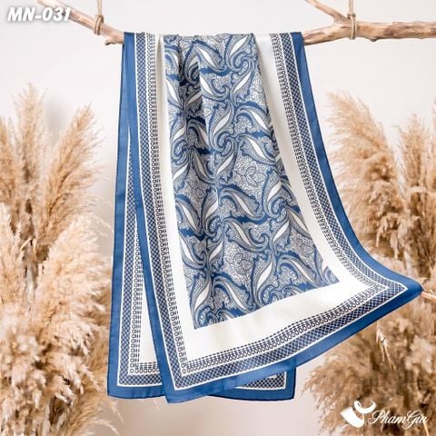 Khăn Choàng Mộc Nhiên Họa Tiết Paisley Màu Xanh Blue Cổ Điển (MN031)