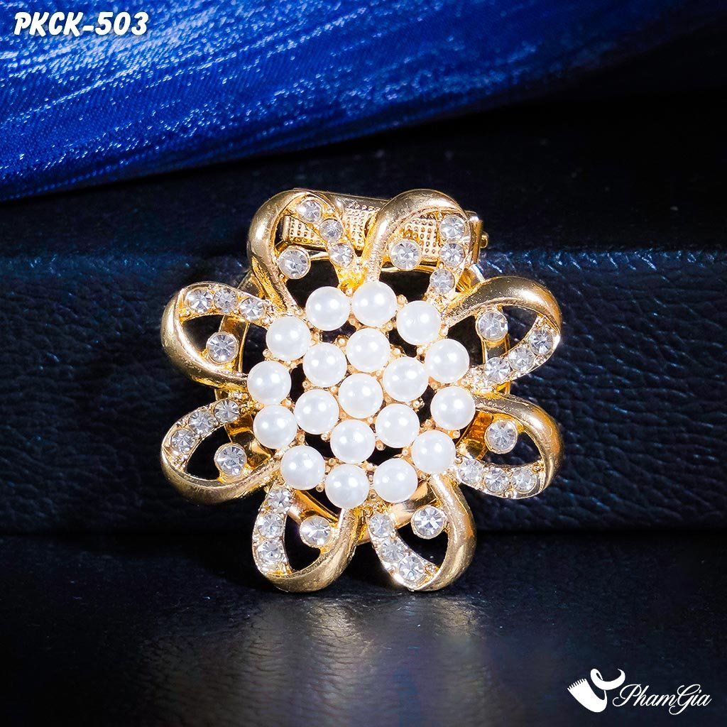 Phụ Kiện Cài Khăn, Cài Áo Đa Năng Họa Tiết Họa Tiết Hoa Cúc Đính Ngọc Trai (PKCK503)